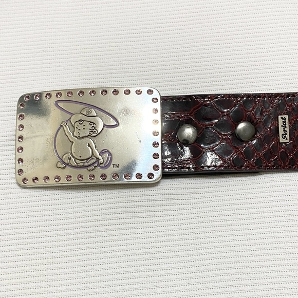 Ariat Baby Roper Pink Rhinestone Buckle Western Cowboy Cowgirl Leather Belt main image 4
